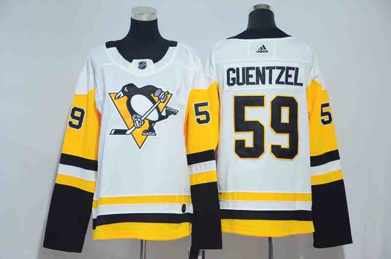 Penguins 59 Jake Guentzel White Women Adidas Jersey