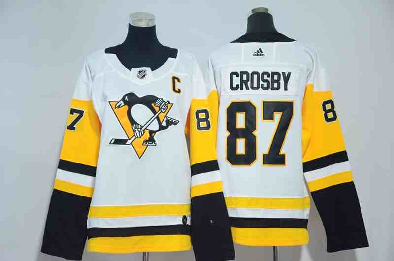 Penguins 87 Sidney Crosby White Women Adidas Jersey