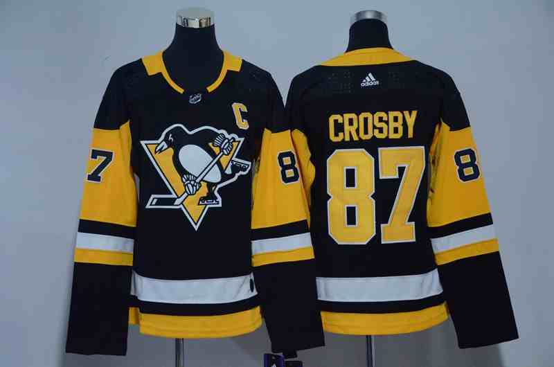 Penguins 87 Sidney Crosby Black Women Adidas Jersey
