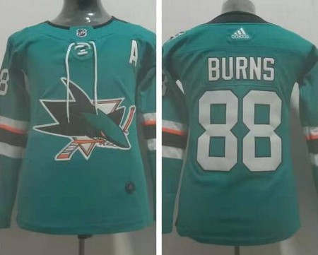 Women's San Jose Sharks #88 Brent Burns Green 2019 Authentic Jersey