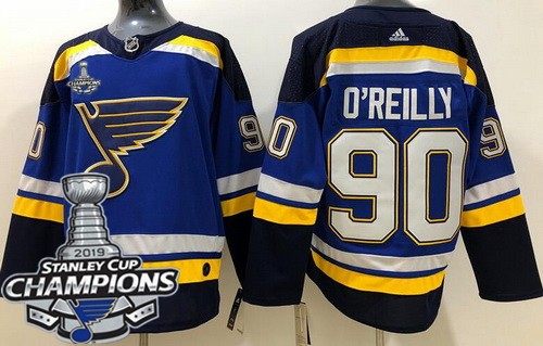 Women's St Louis Blues #90 Ryan O'Reilly Blue 2019 Stanley Cup Champions Jersey