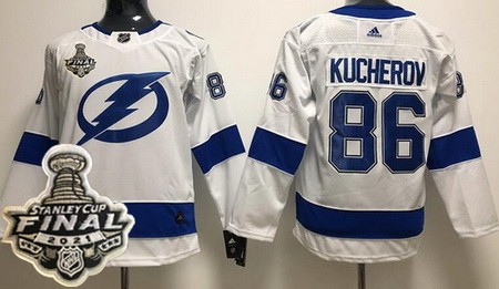 Women's Tampa Bay Lightning #86 Nikita Kucherov White 2021 Stanley Cup Finals Authentic Jersey