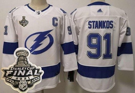 Women's Tampa Bay Lightning #91 Steven Stamkos White 2021 Stanley Cup Finals Authentic Jersey