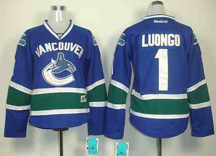 Vancouver Canucks 1 Luongo blue women jerseys