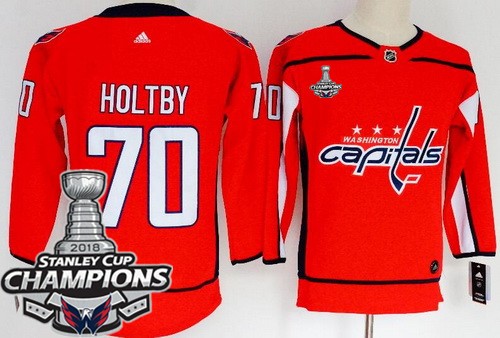 Women's Washington Capitals #70 Braden Holtby Red 2018 Champions Jersey