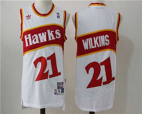 Men's Atlanta Hawks #21 Dominique Wilkins White 1986 Throwback Swingman Jersey
