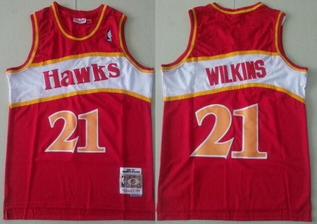 Men's Atlanta Hawks #21 Dominique Wilkins Red 1986 Throwback Swingman Jersey