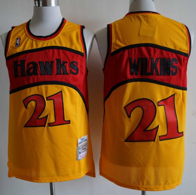 Men's Atlanta Hawks #21 Dominique Wilkins Orange 1986-87 Hardwood Classics Jersey