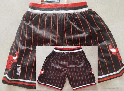 Men's Chicago Bulls Black Stripes Nike Throwback Swingman Shorts