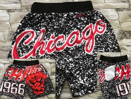 Men's Chicago Bulls Black Red Laser Printing Shorts