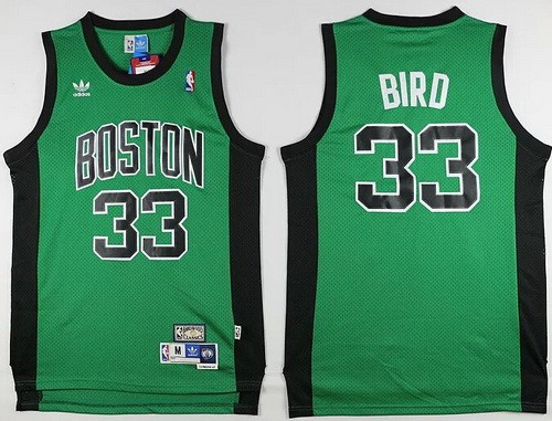 Men's Boston Celtics #33 Larry Bird Green Black Number Hollywood Classic Swingman Jersey