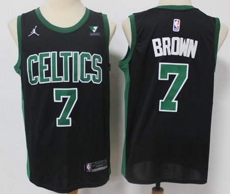 Men's Boston Celtics #7 Jaylen Brown Black Statement Icon Sponsor Swingman  Jersey
