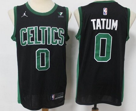 Men's Boston Celtics #0 Jayson Tatum Black Statement Icon Sponsor Swingman Jersey