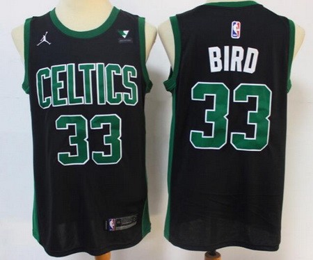 Men's Boston Celtics #33 Larry Bird Black Statement Icon Sponsor Swingman Jersey