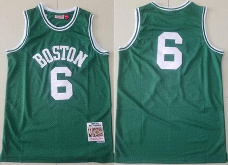 Men's Boston Celtics #6 Bill Russell Green Boston 1962 Throwback Swingman Jersey