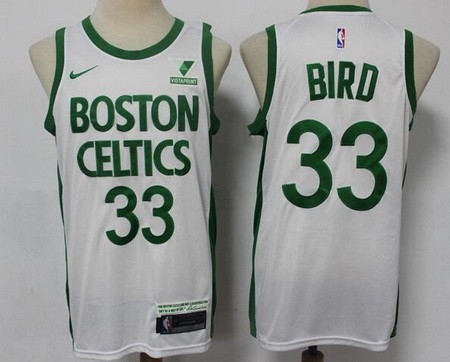 Men's Boston Celtics #33 Larry Bird White 2021 City Icon Sponsor Swingman Jersey