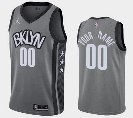Brooklyn Nets Customized Gray Statement Stitched Swingman Jersey