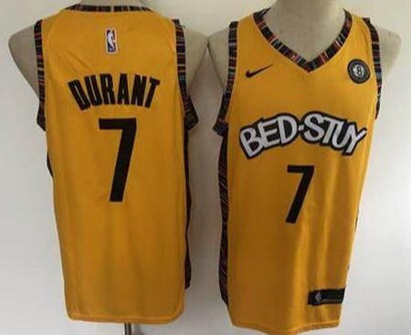 Men's Brooklyn Nets #7 Kevin Durant Yellow 2021 City Icon Sponsor Swingman Jersey
