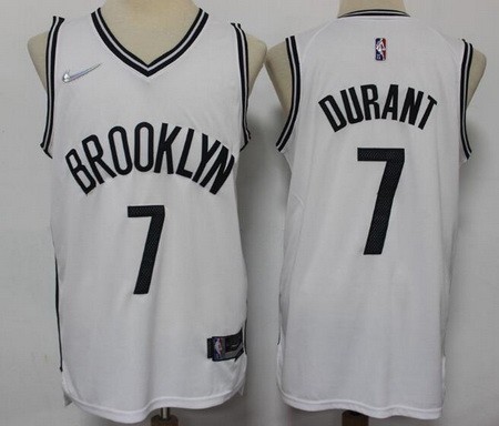 Men's Brooklyn Nets #7 Kevin Durant White Diamond 75th Anniversary Icon Swingman Jersey