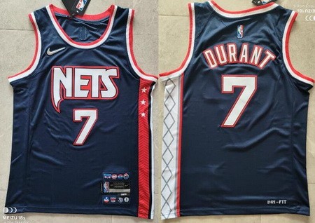 Men's Brooklyn Nets #7 Kevin Durant Navy City Diamond 75th Icon Swingman Jersey