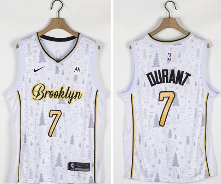 Men's Brooklyn Nets #7 Kevin Durant White Nike Christmas Edition Swingman Jersey
