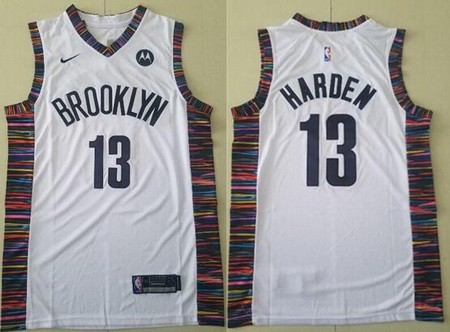 Men's Brooklyn Nets #13 James Harden White 2020 City Icon Sponsor Swingman Jersey