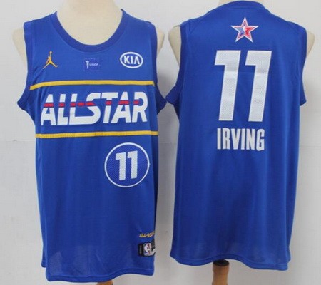 Men's Brooklyn Nets #11 Kyrie Irving Blue 2021 All Star Icon Sponsor Swingman Jersey