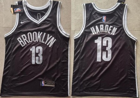 Men's Brooklyn Nets #13 James Harden Black Icon Swingman Jersey