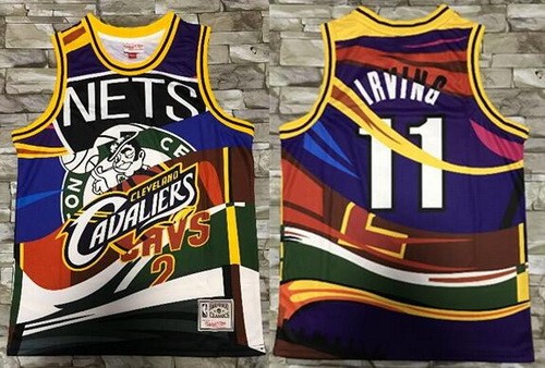 Men's Brooklyn Nets #11 Kyrie Irving Colorful Hollywood Classic Printed Jersey