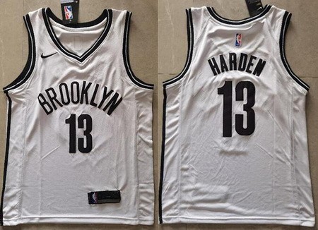 Men's Brooklyn Nets #13 James Harden White Icon Swingman Jersey