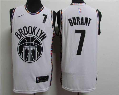Men's Brooklyn Nets #7 Kevin Durant White 2020-2021 City Edition Nike Swingman Jersey