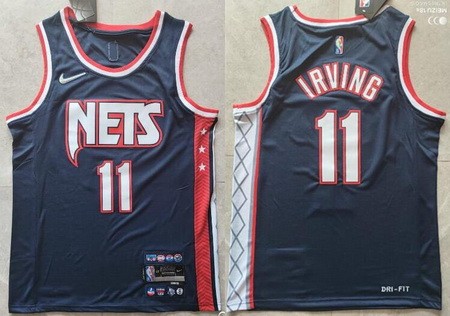 Men's Brooklyn Nets #11 Kyrie Irving Navy City Diamond 75th Icon Swingman Jersey