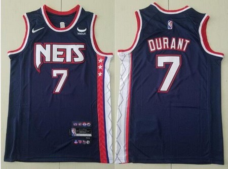 Men's Brooklyn Nets #7 Kevin Durant Navy City Diamond 75th Icon Sponsor Swingman Jersey