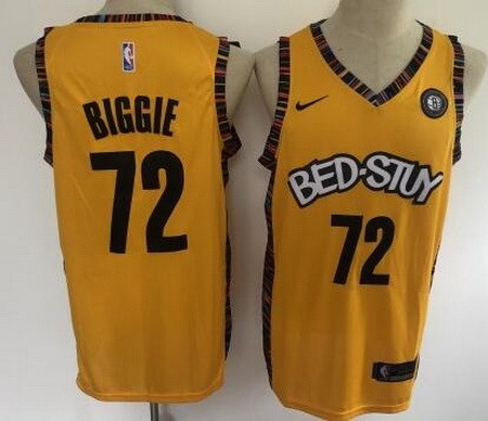 Men's Brooklyn Nets #72 Biggie Yellow 2021 City Icon Sponsor Swingman Jersey