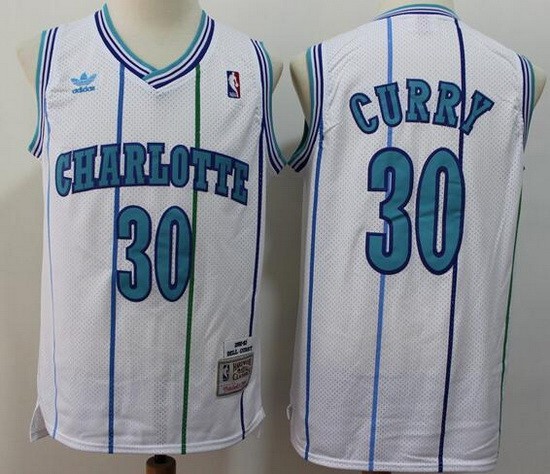 Men's Charlotte Hornets #30 Dell Curry White 1992 Throwback Swingman Jersey