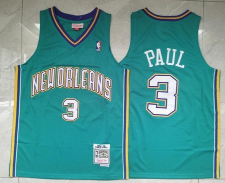 Men's New Orleans Hornets #3 Chris Paul Green 2005 Throwback Swingman Jersey