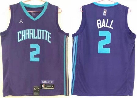 Men's Charlotte Hornets #2 Lamelo Ball Purple 2021 Icon Swingman Jersey