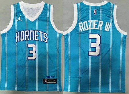 Men's Charlotte Hornets #3 Terry Rozier III Blue Icon Swingman Jersey