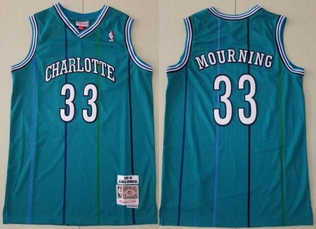 Men's Charlotte Hornets #33 Alonzo Mourning Green 1992 Throwback Swingman Jersey