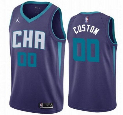 Charlotte Hornets Customized Purple Statement Stitched Swingman Jersey