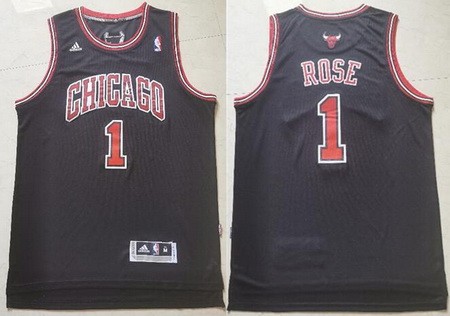 Men's Chicago Bulls #1 Derrick Rose Black Swingman Jersey