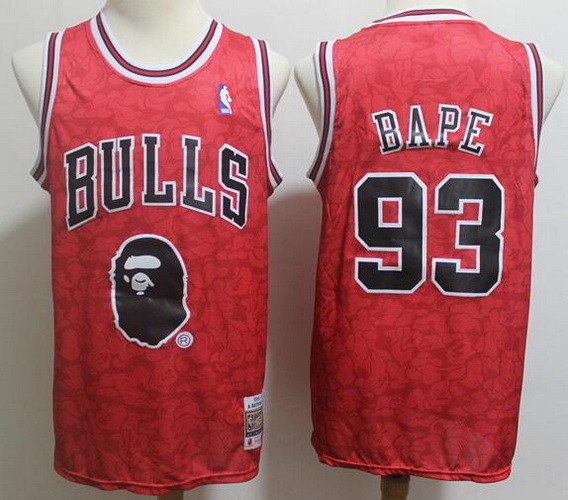 Men's Chicago Bulls #93 Bape Red Swingman Jersey