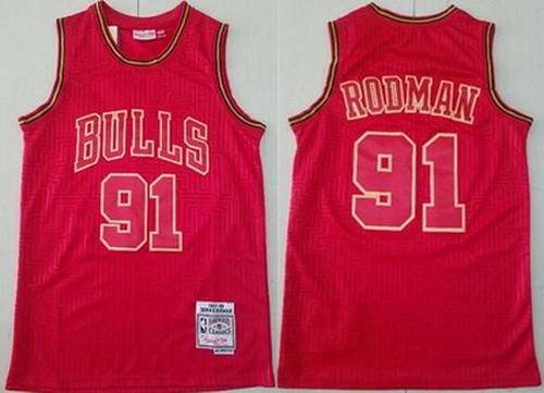 Men's Chicago Bulls #91 Dennis Rodman Red 1997 Hollywood Classic Limited Swingman Jersey
