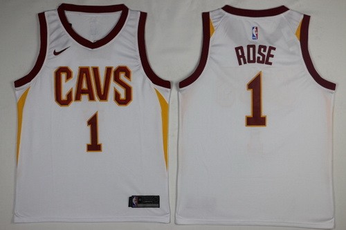 Men's Cleveland Cavaliers #1 Derrick Rose White Icon Nike Swingman Jersey