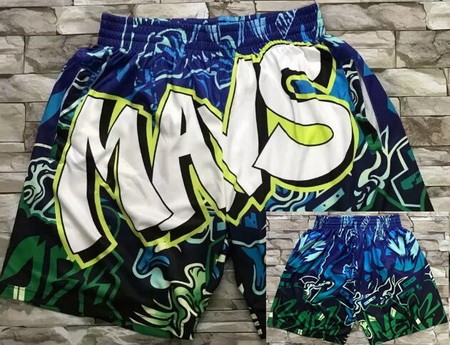 Men's Dallas Mavericks Blue Green Laser Printing Shorts