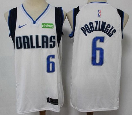 Men's Dallas Mavericks #6 Kristaps Porzingis White Icon Sponsor Swingman Jersey