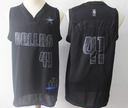 Men's Dallas Mavericks #41 Dirk Nowitzki Black MVP Swingman Jersey