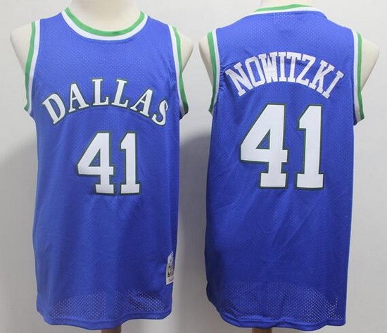 Men's Dallas Mavericks #41 Dirk Nowitzki Blue 1998 Throwback Swingman Jersey