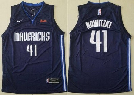 Men's Dallas Mavericks #41 Dirk Nowitzki Navy Icon Sponsor Swingman Jersey