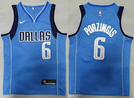 Men's Dallas Mavericks #6 Kristaps Porzingis Blue Icon Swingman Jersey